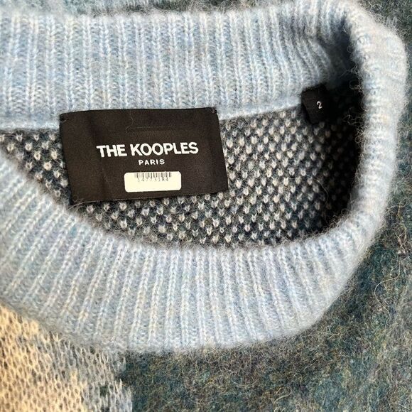 THE KOOPLES Blue Round-neck jacquard wool-blend sweater Medium - Picture 8 of 12